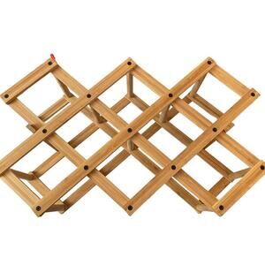 Wooden Expandable Wine Rack Accordion Style Holds 8 Bottles Tan Wood